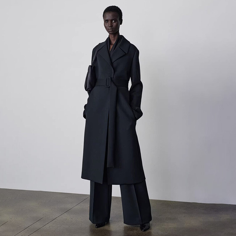 FILA THE ROW cappotto donna primaverile colletto risvolto cintura stringata manica lunga giacca media