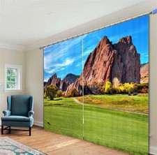 Surprising Rocks Mountain 3D Blockout Photo Mural Printing Curtains Draps Fabric
