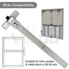 28 - 36 in Door Push Bar Panic Exit Device Lock Aluminum Emergency Hardware