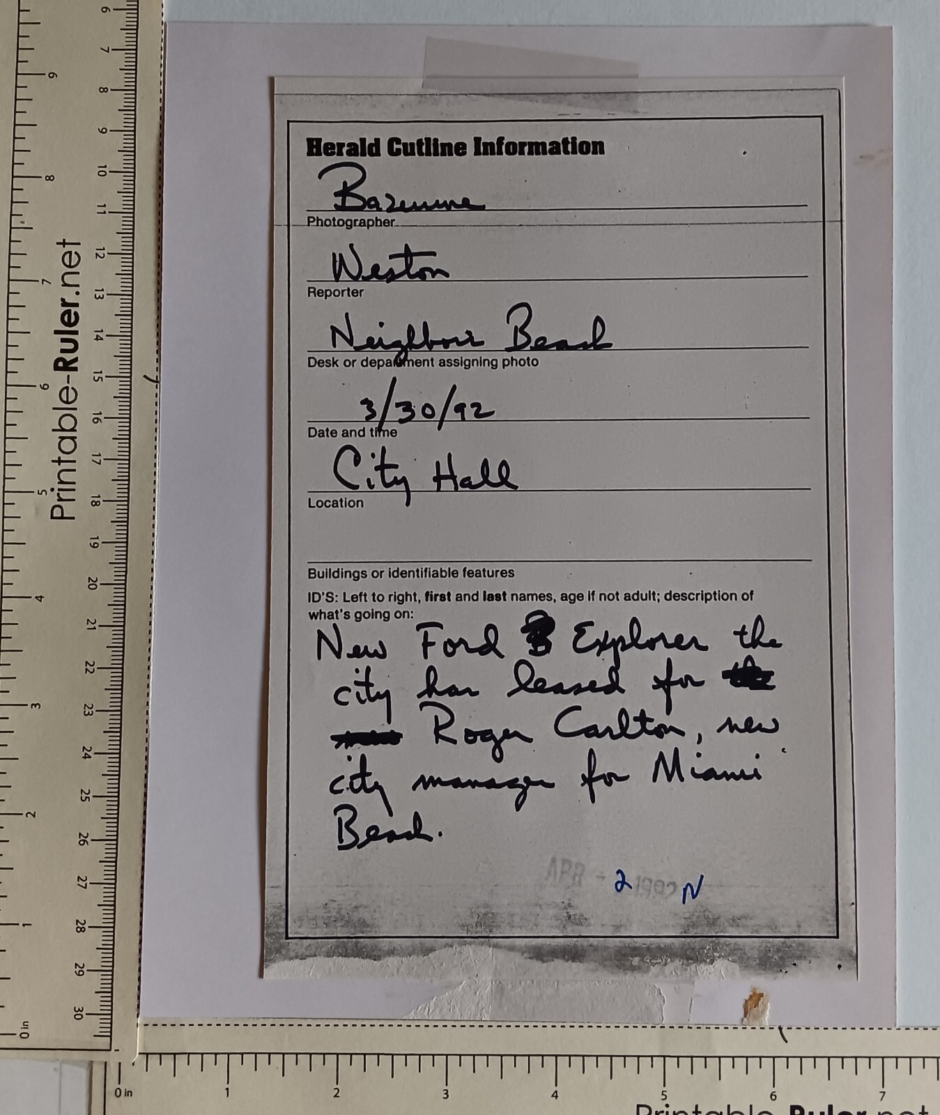 1992 Miami Beach Florida New Ford Explorer SUV City Manager Vintage Press Photo thumbnail 2