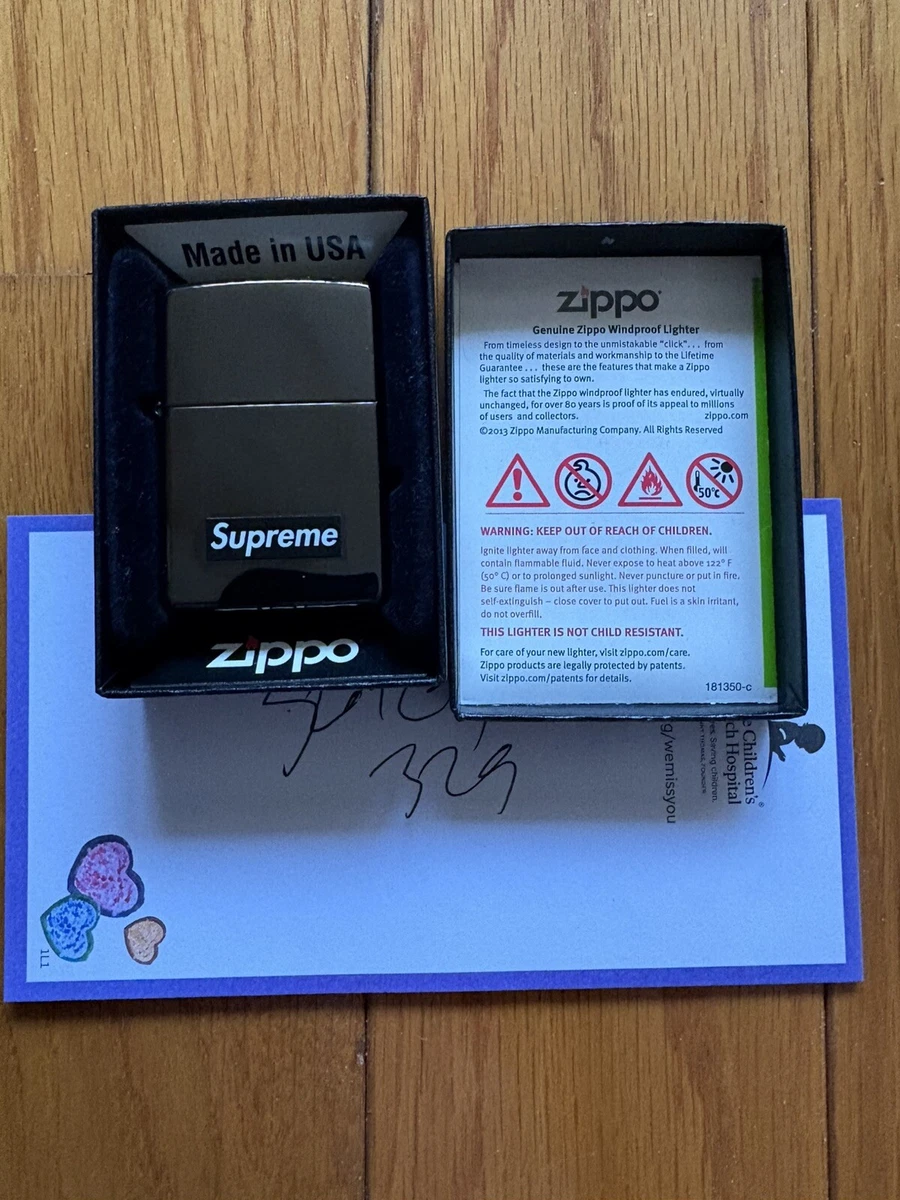 アクセサリー Supreme Ebony Zippo Lighter 13AW Supreme x Zippo - Polished Gunmetal Black Box Logo Engraved