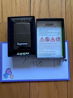 New Supreme x Zippo Gun Metal Gunmetal Black Box Logo Lighter