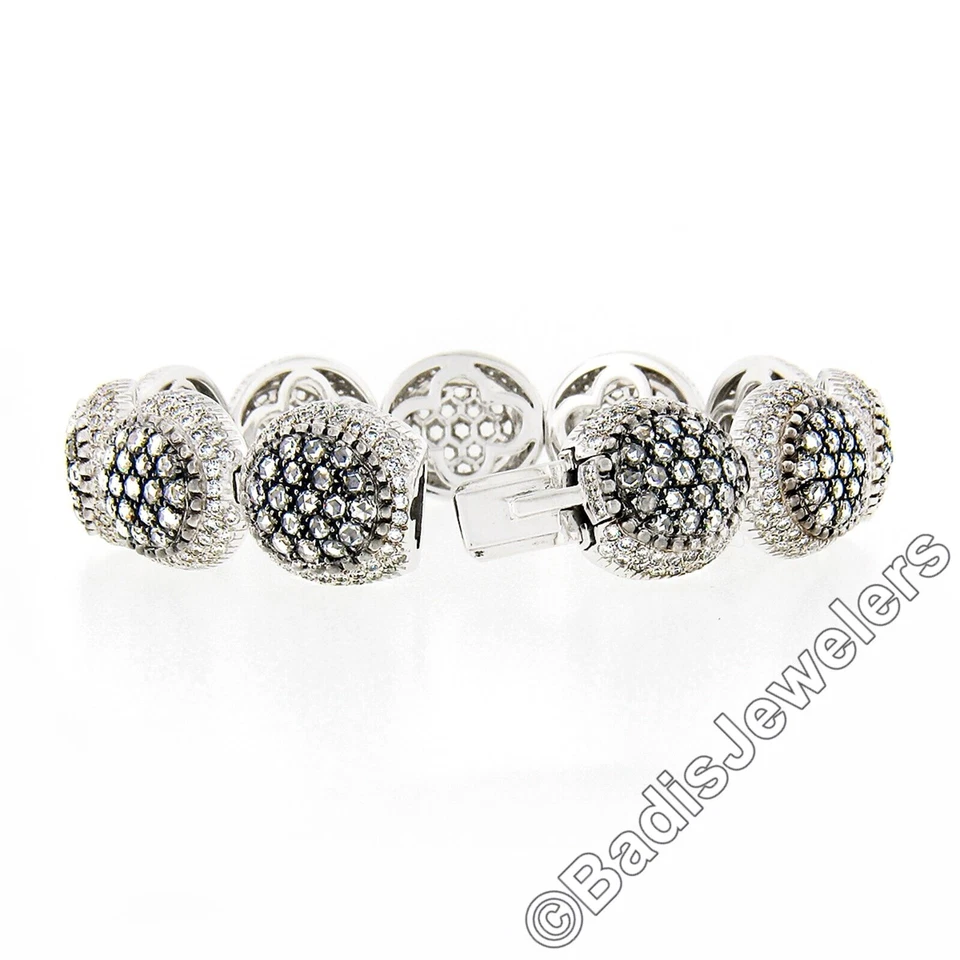 Mouawad 18K White & Black Gold Diamond Dome Rosette Statement Bracelet - Image 3 of 4