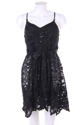 BEATNIK PHILOSOPHY Kleid Minikleid Applikationen zum Knoten ONE SIZE schwarz