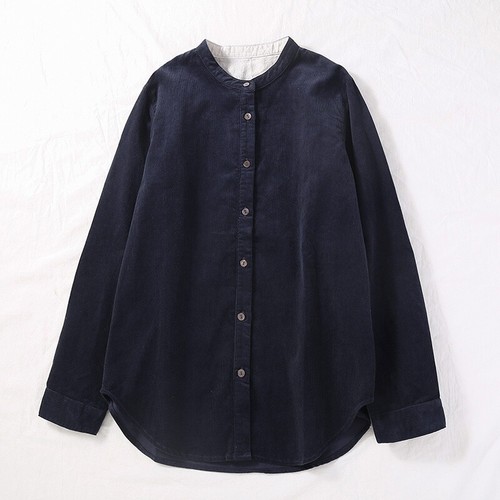 Lady Corduroy Shirt Blouse Loose Long Sleeve Button Thin Jacket Top Casual Retro - Picture 9 of 15