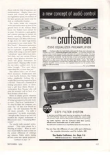 Craftsmen - C350 Equalizer-Preamplifier - Original Magazine Ad - 1954