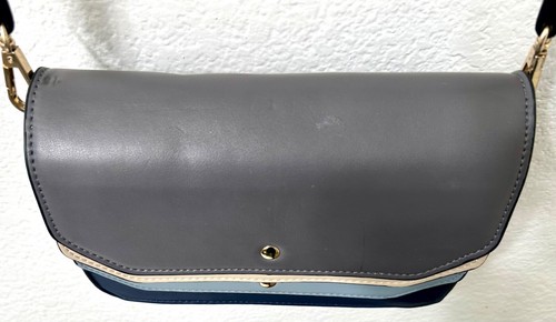 MELIE BIANCO Multi Flap Blue / Gray / Cream Small Crossbody Bag Purse Handbag - Picture 6 of 24