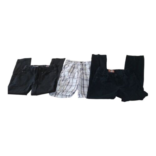 Boys Black Skinny Pants Plaid Shorts Size 8 Bundle - Picture 1 of 5