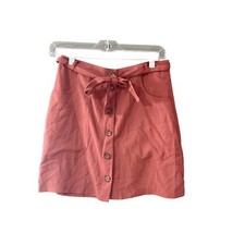Abercrombie Fitch Rose Lyocell Button Front Mini Skirt Tie Waist Small Preppy