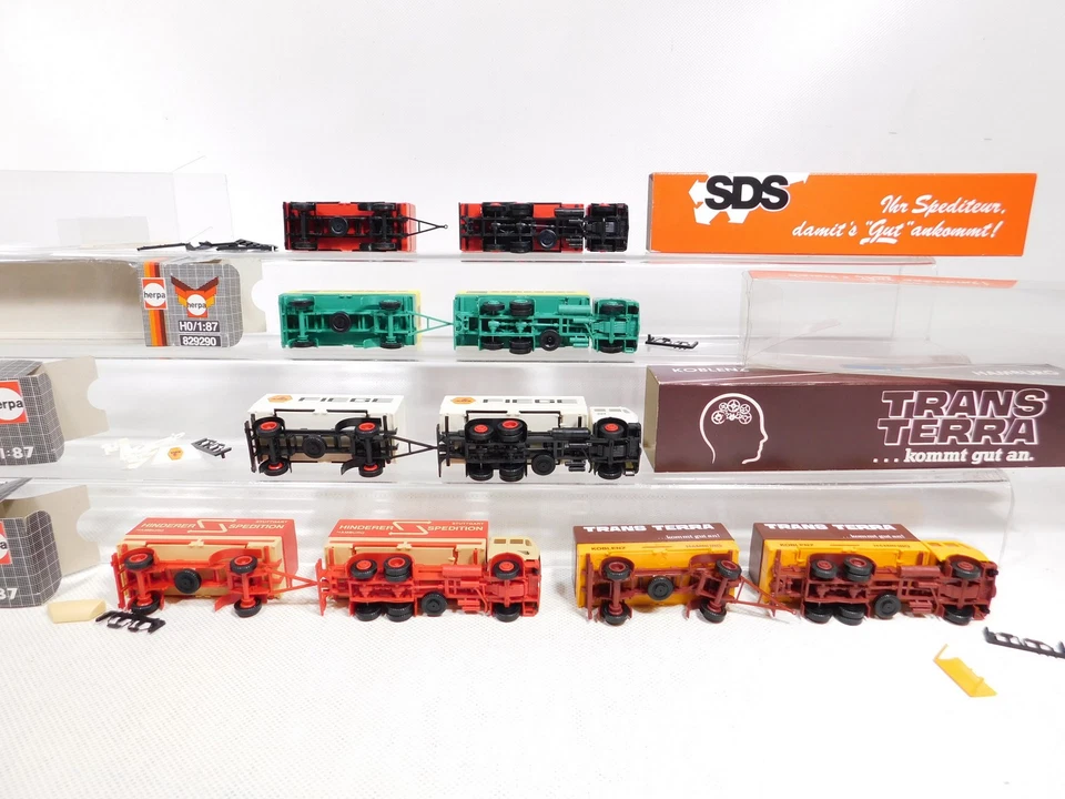 5x Herpa H0 1:87 Camion MB Hinderer Fiege Schenker Sds Trans Terra Top + Box # - Photo 3/4