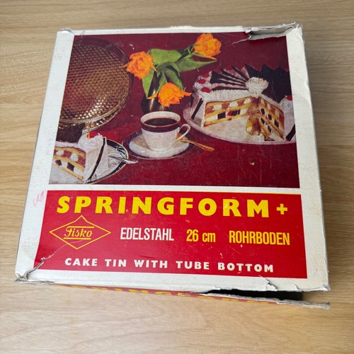 Fisko Springform Cake Tin 26cm Edelstahl Silver West Germany Tube Bottom Bundt