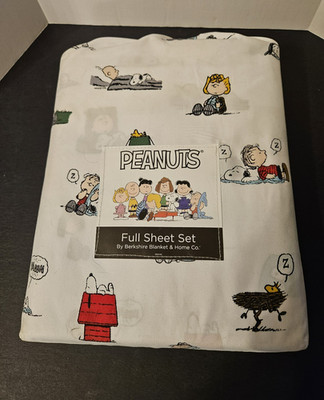 Berkshire Peanuts Snoopy Charlie Brown Woodstock Linus Full Sheet Set 4pc New