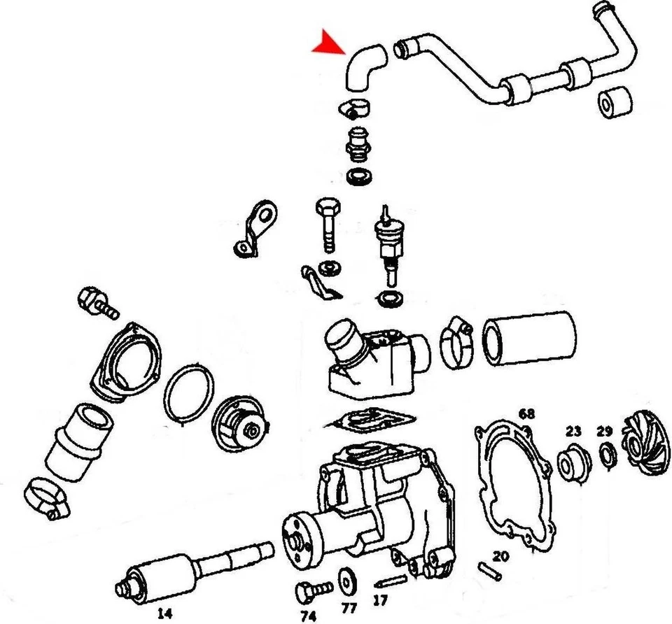 Manguera de refrigerante de radiador URO Parts 1162030282 para modelos seleccionados de Mercedes-Benz 70-75 Foto 2 de 4