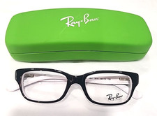 Ray Ban Jr RB1527 3579 Sm Kids Black White Rectangle Eyeglasses 45-15 125 Case