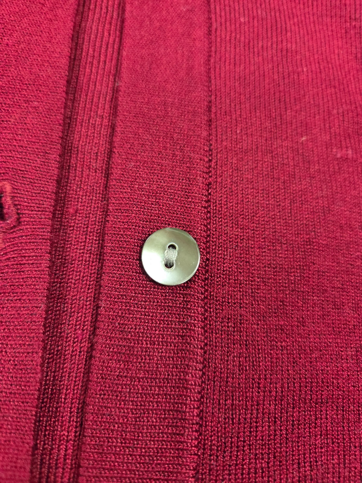 Talbots Solid Dark Red Classic Thin Button Front … - image 2