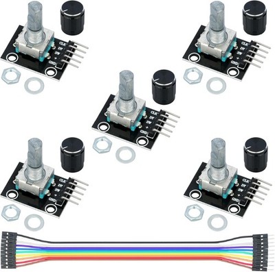 KY 040 Rotary Encoder Module Black Knobs 5Pcs Arduino Audio Fan Light Control