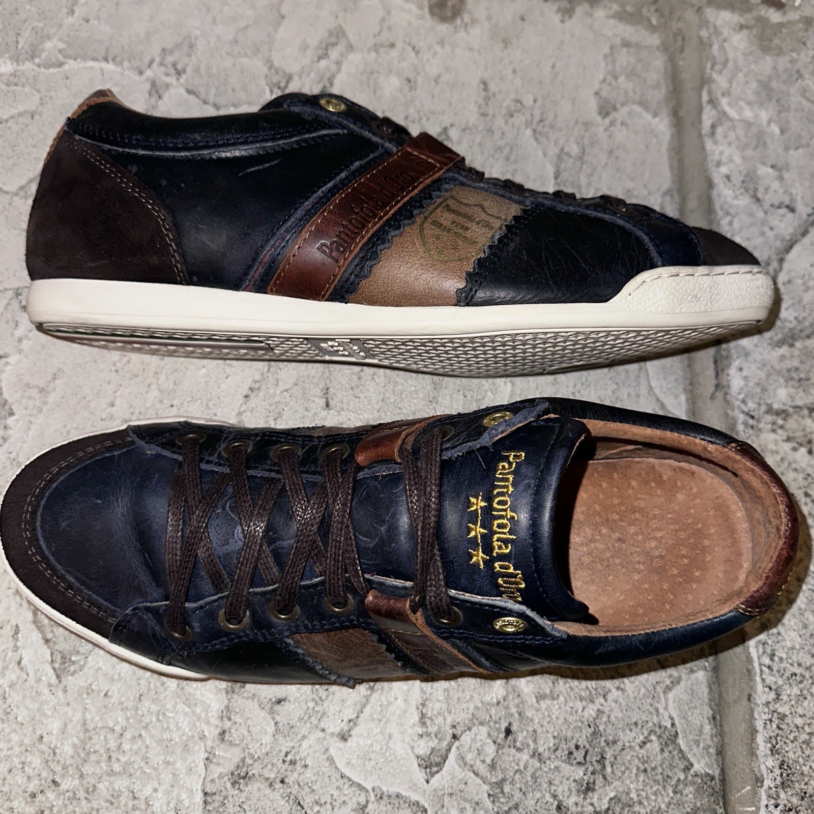 PANTOFOLA D’ORO Pantofola d'Oro Italia Blu Pelle Scarpe da Guida Sneakers 43 EU 10 US Uomo