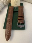 ROLEX Old Style Brown Leather Band  20mm  Silver Plated Rolex Buckle NOS — photo 3