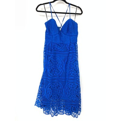 chinese dress ladies Rose Lace Button Midi Dress Cobalt main image 1