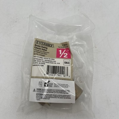 BRAND NEW!! EVERBILT 240-4-12-EB Solid Brass Swing Check Valve 1/2'' x 1/2'' Sweat