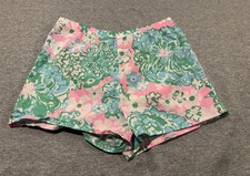 Girls Lilly Pulitzer Shorts 14 Pink Green Blue Elastic Waist Floral Summer