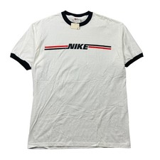 Vintage Nike Ringer T-Shirt Mens Large Made in USA White Graphic Tee Deadstock