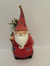 SANTA GNOME WITH BUNDLE OF STICKS RED WHITE BLUE RESIN RUSTIC 8 INCHES