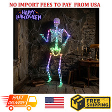 5-Foot Poseable Rainbow LED Illuminated Skeleton, Halloween Hanging Decoration