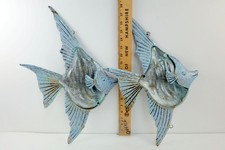 Beach House 18" Pair Angel Fish Angelfish Metal & Glass Wall Art