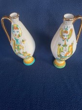 Coppia di vasi in porcellana dipinta a mano  vintage anni 60  produzione italian