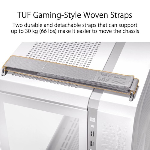 TUF Gaming GT502 White Computer Chassis Dual Chamber Design Tempered Glass - Picture 4 of 8