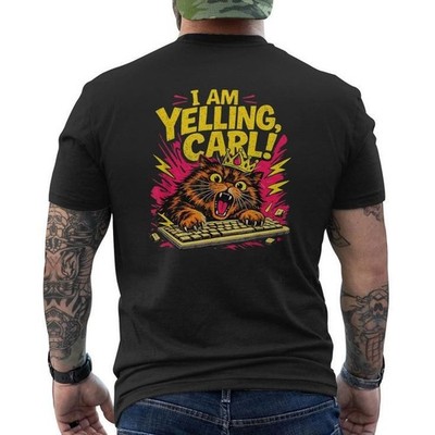 I am yelling carl donut cat meme back tshirt, vintage tshirt