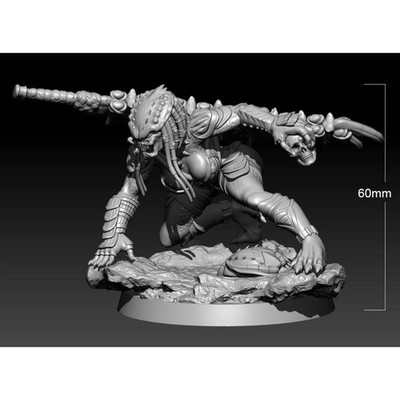 1/18 60mm 3D Print Model Kit Warrior Girl Alien Monster Unpainted