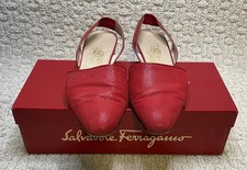 Salvatore Ferragamo Red Suede Pippin Shoes Slingbacks 9B Patent Leather