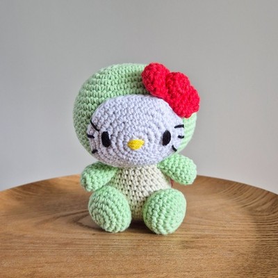 Hello Kitty Schildkröte Amigurumi Puppe süßes Geschenk für ihr Tier gehäkelt Plüsch
