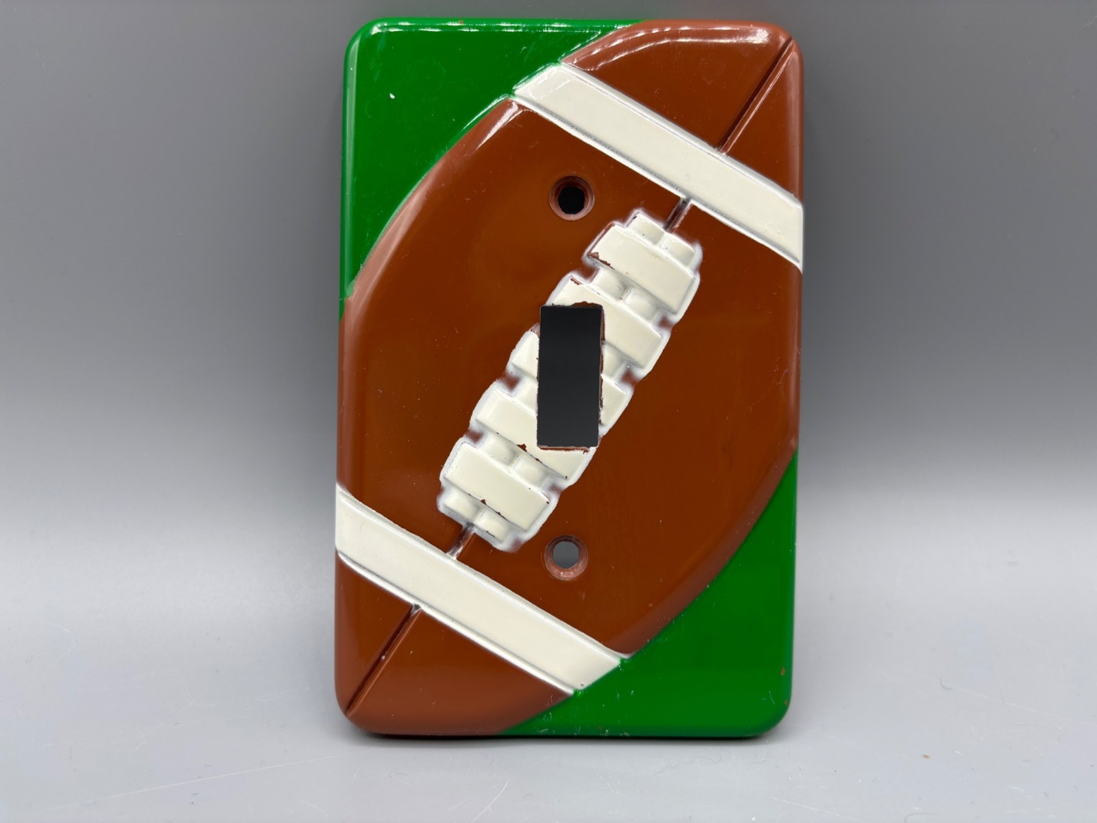 Football Themed Metal Single Light Switch Cover Plate Room Decor Sports