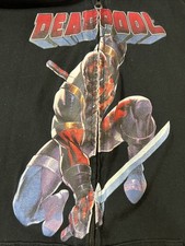Marvel Size L, Large Full Zip Up Deadpool Hoodie Zipper Has Issues Priced For It