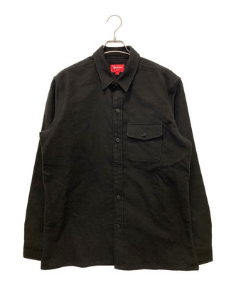 SUPREME Supreme/Brushed Flannel Twill Shirt Size: L Black SUPREME Supreme/Brushed Flannel Twill Shirt Size: L Black