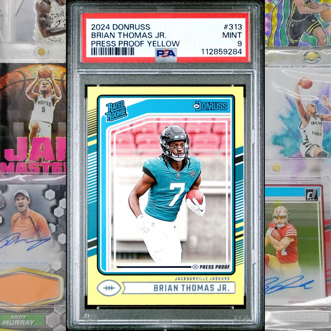 2024 Donruss Brian Thomas Jr. Rated Rookie Press Proof Yellow #313 PSA 9 Jaguars