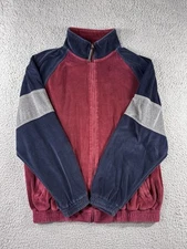 Vintage Perry Ellis Velour Track Jacket Men Large Full Zip 90s Y2k Colorblock
