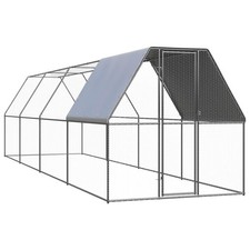 Outdoor Chicken Coop Galvanized Steel Frame Weatherproof Spacious Lockable Door
