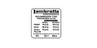 #ad #ad LAMBRETTA TYRE PRESSURE DECAL CLEAR Vinyl Sticker Decal Auto Motorcycle Ace GBP 4.99