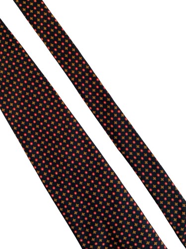 Brooks Brothers Herren Seidenkrawatte schwarz khaki Rauten rot Kreise Foulard Krawatte - Bild 9 von 10