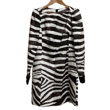 Marc Jacobs Zebra Pattern Long Sleeve Mini Dress Size 0 White Black Women USED