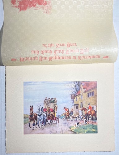 Vintage Christmas Card Peabody Drug Co Horse & Coach Scene Durham NC - Picture 2 of 5