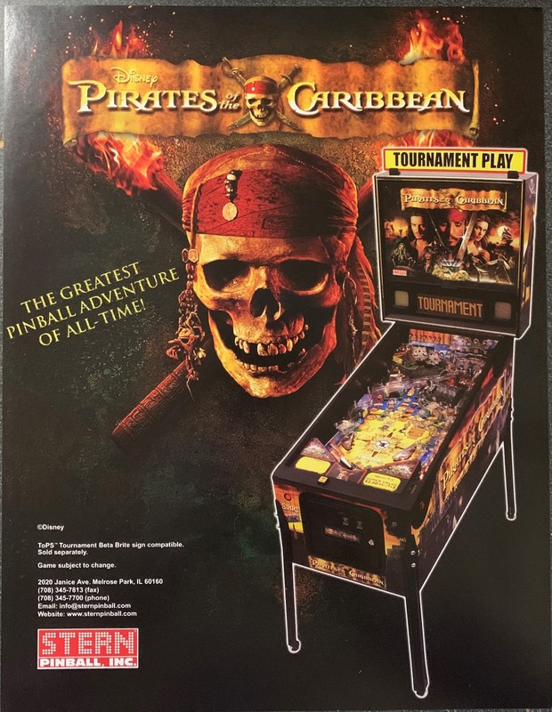 PIRATES of the CARIBBEAN - Original Stern POTC Pinball  Flyer 2006 - Box Ship
