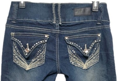 Twentyone Black Rue 21 Distressed Jeans Embellished Pockets Size 5/6R