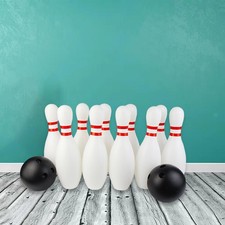 Kinder-Bowling-Set, pädagogisches Familienspiel, 10 Kegel und 2 Bälle für