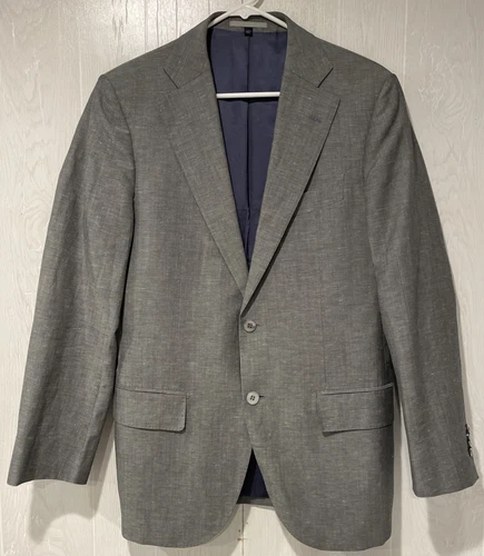SuitSupply Blazer Mens 38 Gray Lazio Wool Linen Vitale Barberis