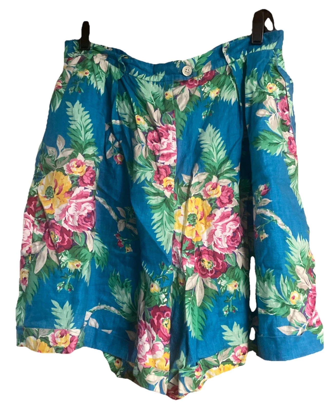 Lauren Ralph Lauren Linen Shorts Womens 12 Vintage Tropical Floral High Rise